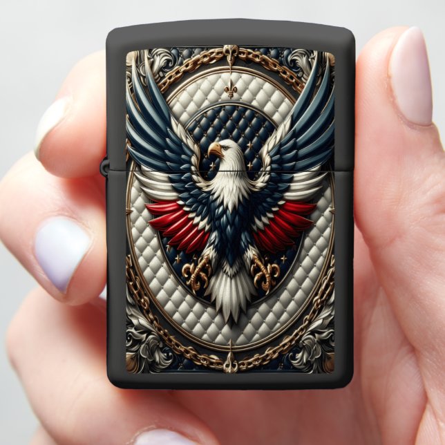 Monarch Eagle Leather-Style Opulent Zippo Lighter (In Hand)