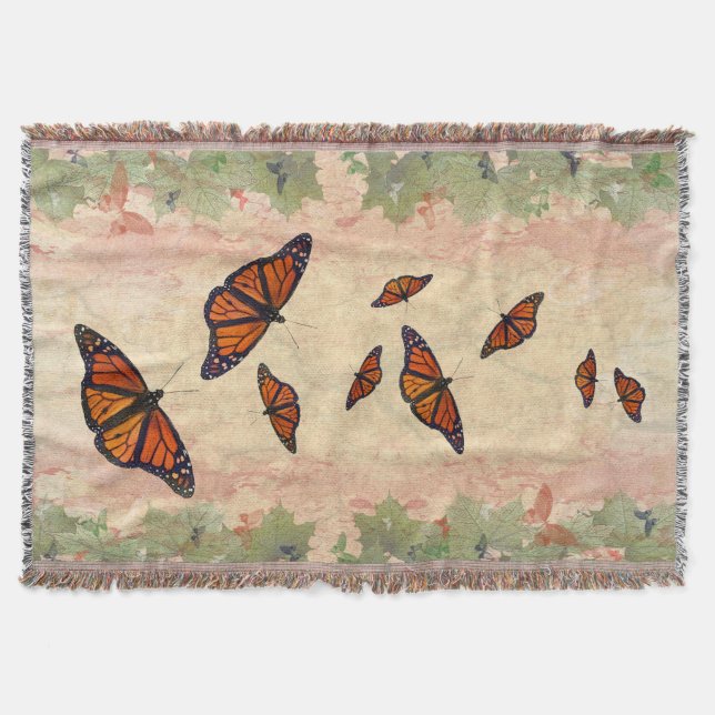 Monarch Garden Throw Blanket (Front)