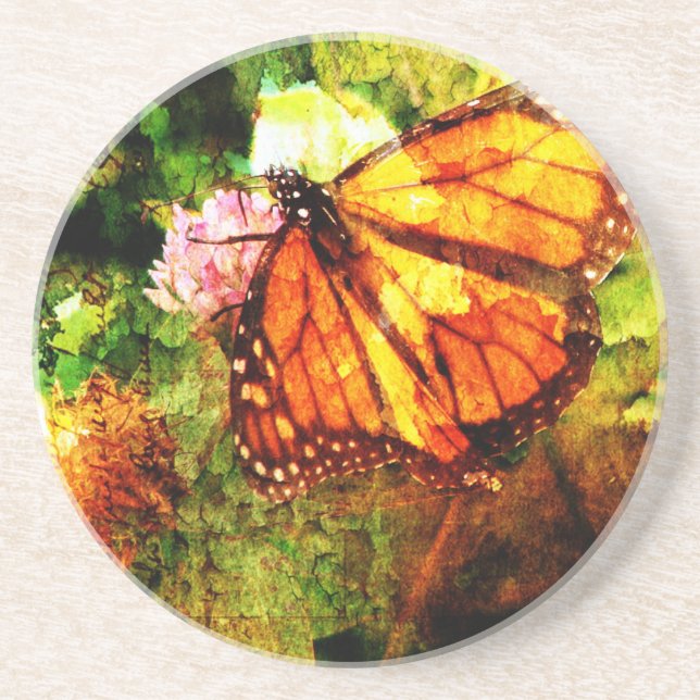 Monarch Grunge Sandstone Coaster (Front)