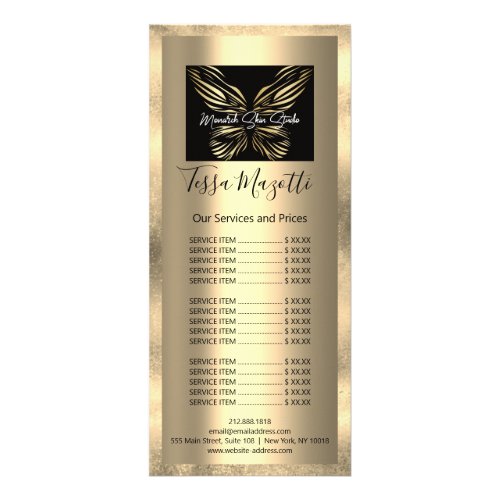 Monarch Hair Makeup Body Skin Care Logo Gold Frame Rack Card