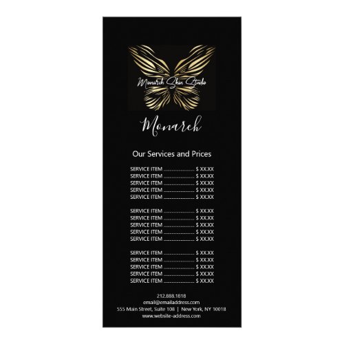 Monarch Hair Makeup Lashes Nail Wax Logo Black Rack Card