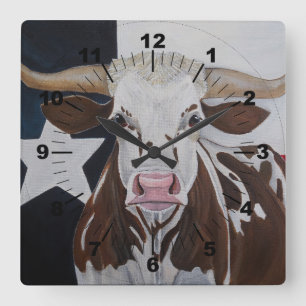 Monarch of the Rangeland Painting by Alfred Fox Square Wall Clock