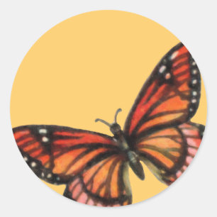 Monarch on Custom Color Background Classic Round Sticker