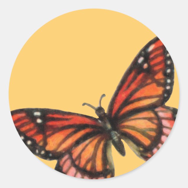 Monarch on Custom Color Background Classic Round Sticker (Front)