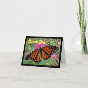 Monarch on Pink Zinnia Thank You Card