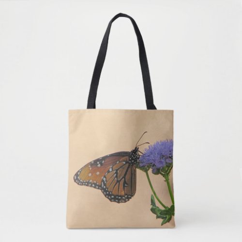 Monarch on Purple Flower Nature Photo Butterfly Tote Bag