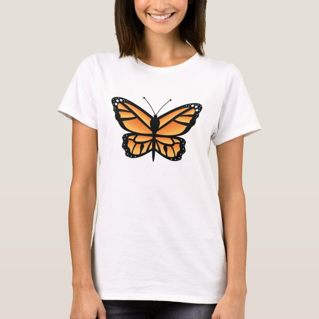 Monarch Orange Butterfly Cartoon Illustration T-Shirt (Front)