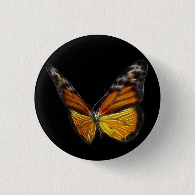 Monarch Orange Butterfly Flying Insect Button (Front)