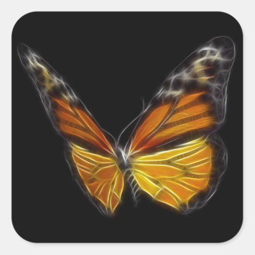 Monarch Orange Butterfly Flying Insect Square Sticker