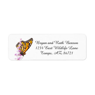 Monarch perched on Lavender Label