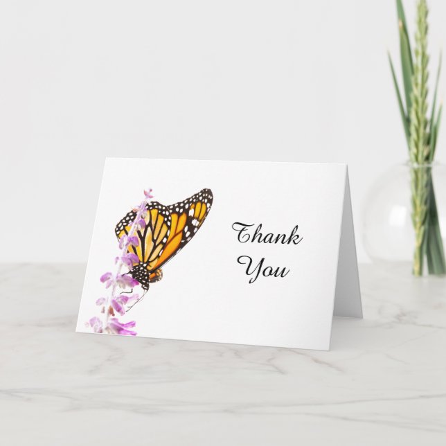 Monarch perched on lavender Thank you (Front)