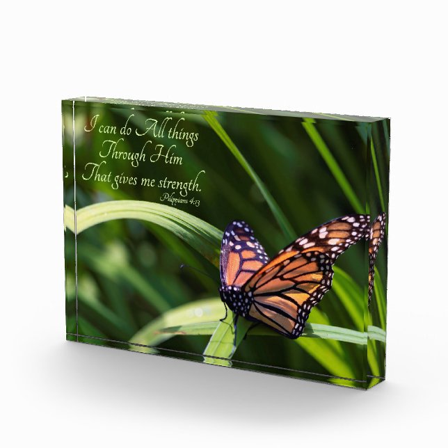 Monarch with 'I can do all things' verse Photo Block (Right)