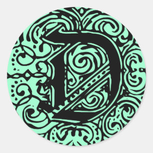 Monarchia Black  "D" Classic Round Sticker