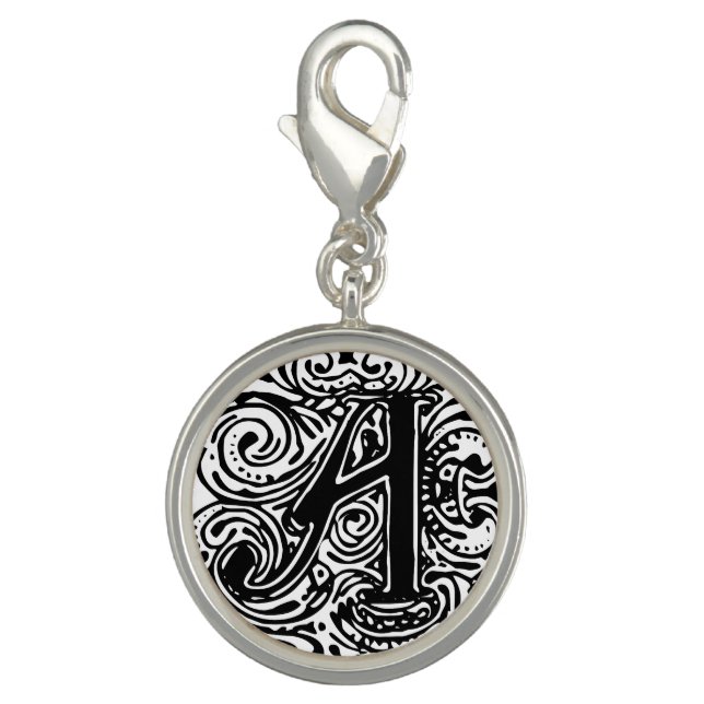 Monarchia Black Letter "A" Round Charm (Front)