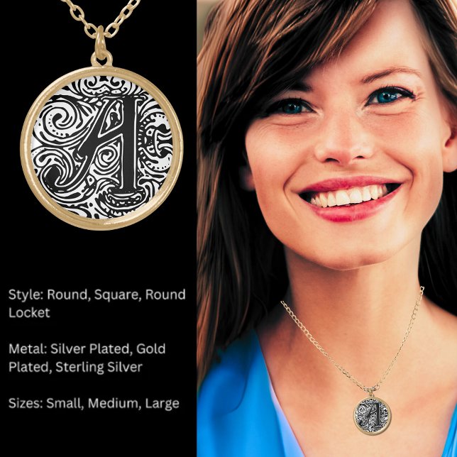 Monarchia Black Letter "A" Round Gold Plated Necklace (Monarchia Black Letter "A" Round Gold Gold Plated Necklace)
