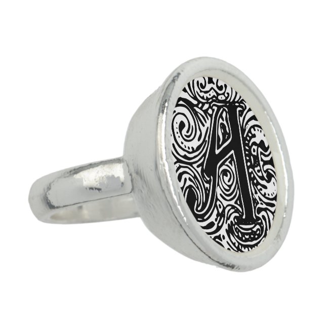 Monarchia Black Letter "A" Round Ring (Side)