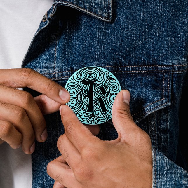 Monarchia "K" Pinback Button (Pinback button badge Monarchia letter K fancy font button)