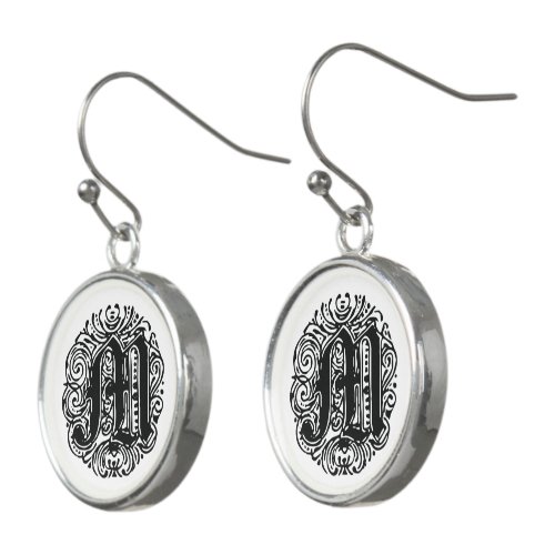 Monarchia M Font Monogram Drop Earrings