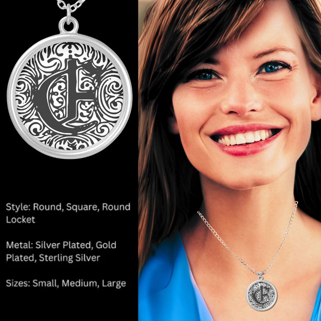 Monarchia Monogram Letter E Gothic Initial Silver Plated Necklace (Monarchia Monogram Letter E Gothic Initial Silver Plated Necklace)