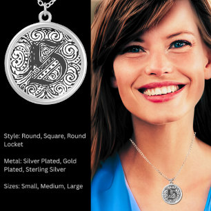 Monarchia Monogram Letter S Initial Silver Plated Necklace