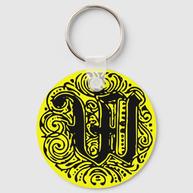 Monarchia Monogram Letter W Initial Alphabet W Keychain (Front)