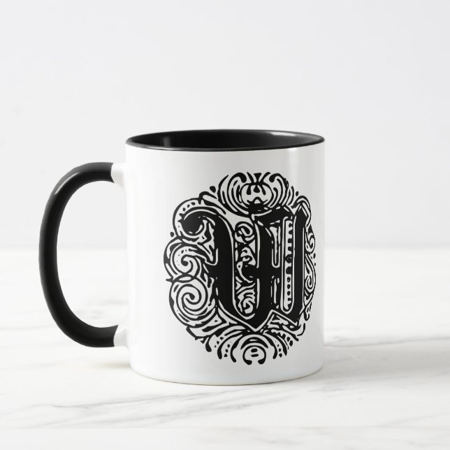 Monarchia Monogram Letter W Initial Alphabet W Mug (Left)