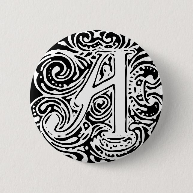 Monarchia White Letter "A" Pinback Button (Front)