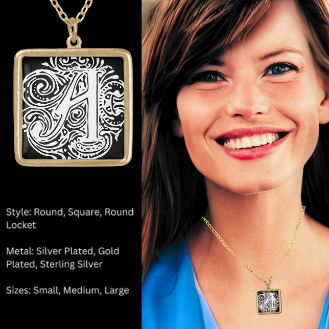 Monarchia White Letter "A" Square Gold Plated Necklace (Monarchia White Letter "A" Square Gold Gold Plated Necklace)