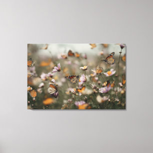 Monarchs & Wildflowers Golden Hour Dreamscape Canvas Print