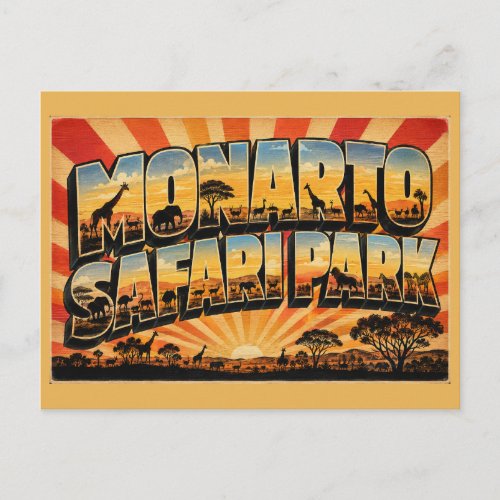 Monarto Safari Park SA Vintage Travel Art Postcard