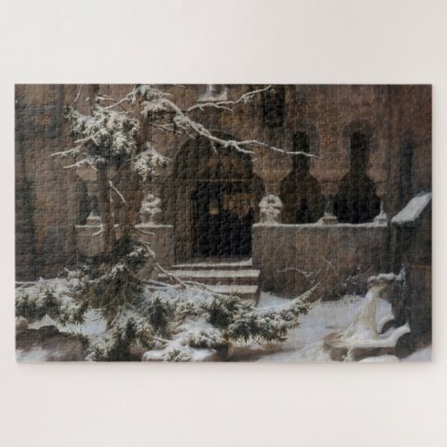 Monastery in Winter Snow by Karl Lessing Jigsaw Puzzle