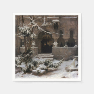 Monastery in Winter Snow (by Karl Lessing) Napkins