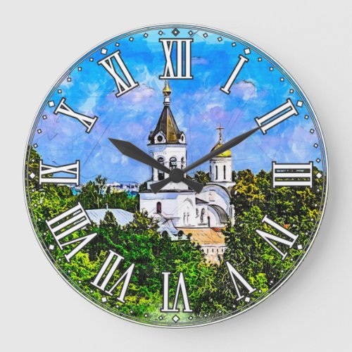 Monastery Vladimir Russia Large Clock