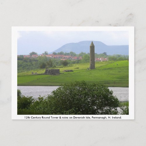 Monastic Tower  Ruins Devenish Island Postcard