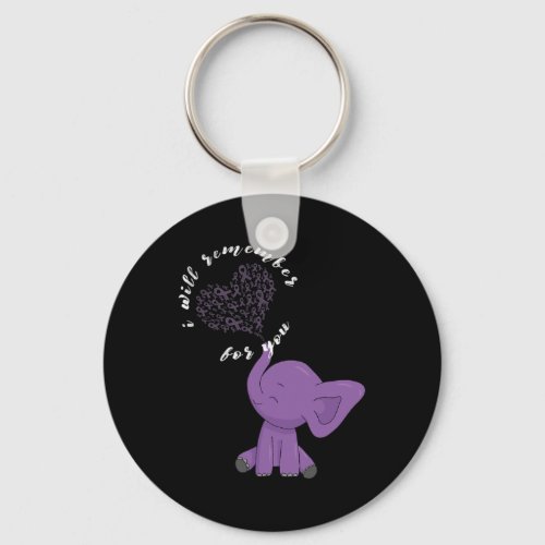 Monat I End Purple Bow Elephant  Keychain
