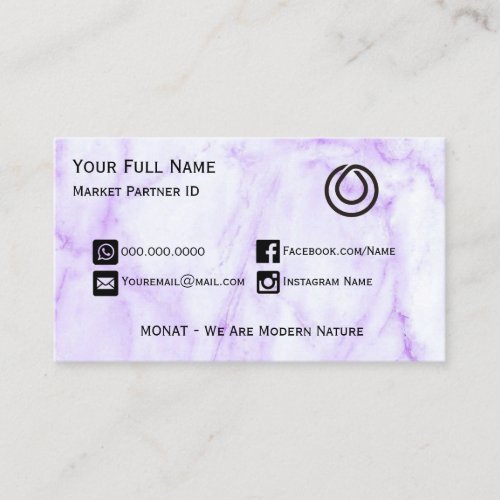 MONAT Purple Marble Business Card