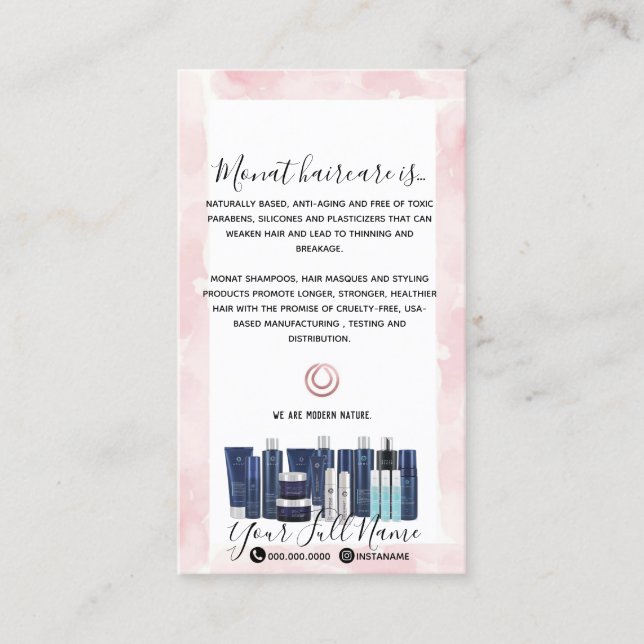 Monat Wash Instructions Business Card (Front)