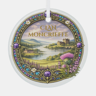 Moncrieffe Scottish Clan Tartan & Crest Glass Ornament