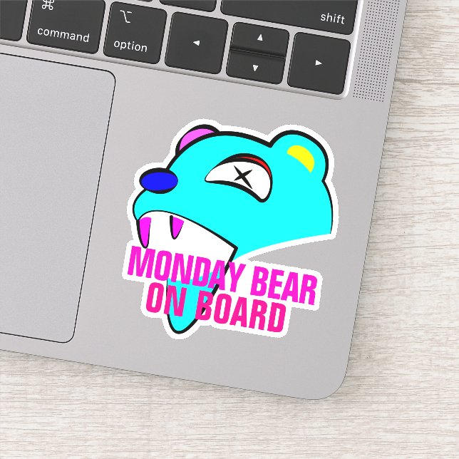 Monday Bear on Board Bumper Sticker (Detail)