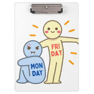 Monday Blues vs Friday Vibes – Comic Mood Doodles Clipboard