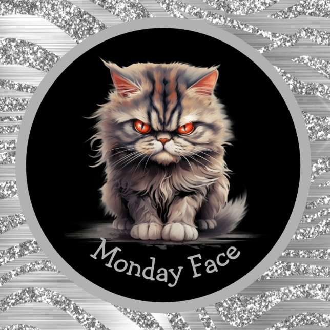 Monday Face Or Your Text Angry Gray Cat Mug (Creator Uploaded)
