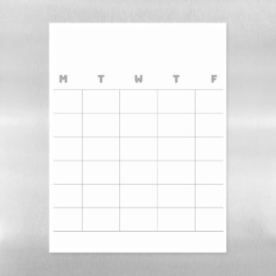 Monday - Friday Planner Dry erase magnetic sheet