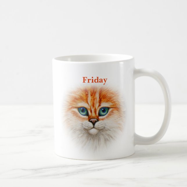 Monday Friday Sad Kitty Happy Kitty Coffee Mug (Right)