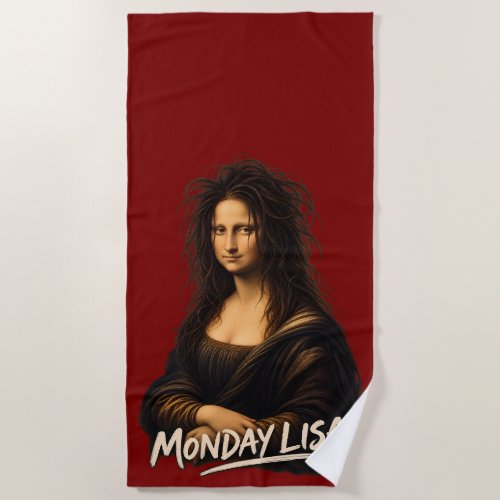 Monday Lisa Funny Renaissance Art Beach Towel
