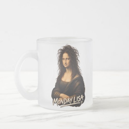 Monday Lisa Funny Renaissance Art Frosted Glass Coffee Mug