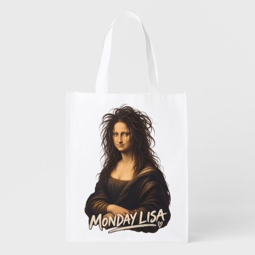 Monday Lisa Funny Renaissance Art Grocery Bag