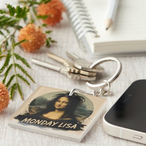 Monday Lisa Funny Renaissance Art Keychain
