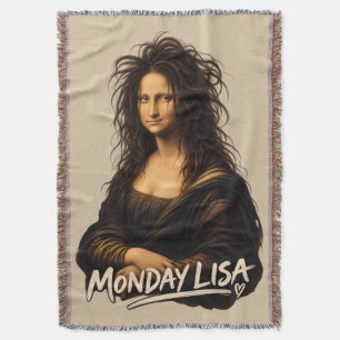 Monday Lisa Funny Renaissance Art Throw Blanket