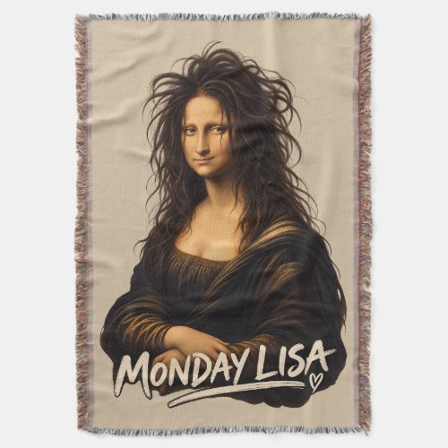 Monday Lisa Funny Renaissance Art Throw Blanket