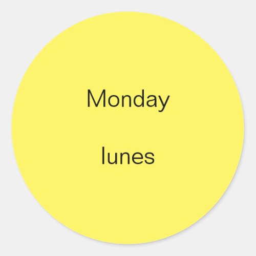 Monday lunes English to Spanish Stickers